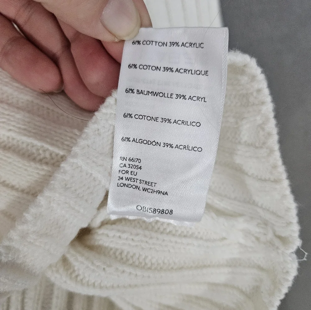 Urban Outfitters White Ribbed Crew Neck Cropped Sweater